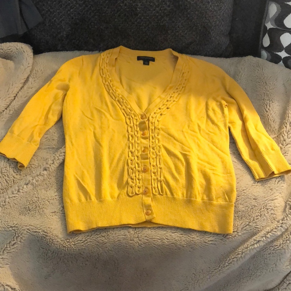 Banana Republic 3/4 Sleeve Golden Yellow Cardigan, size small